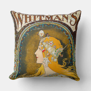 Alphonse Mucha Vintag Whitman's Ad Kissen