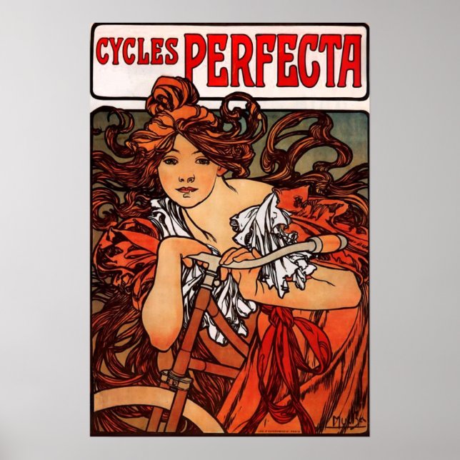 Alphonse Mucha Vintage Bicycle Poster (Vorne)