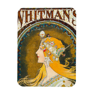 Alphonse Mucha Vintage Whitman's Anzeige Magnet