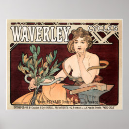 Alphonse Mucha Waverly Cycles Art Poster vintage