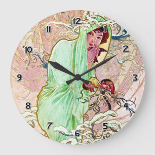 Alphonse Mucha Winter II Große Wanduhr