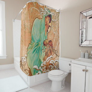 Alphonse Mucha, Winter, Kunst nouveau, Plakat, Duschvorhang
