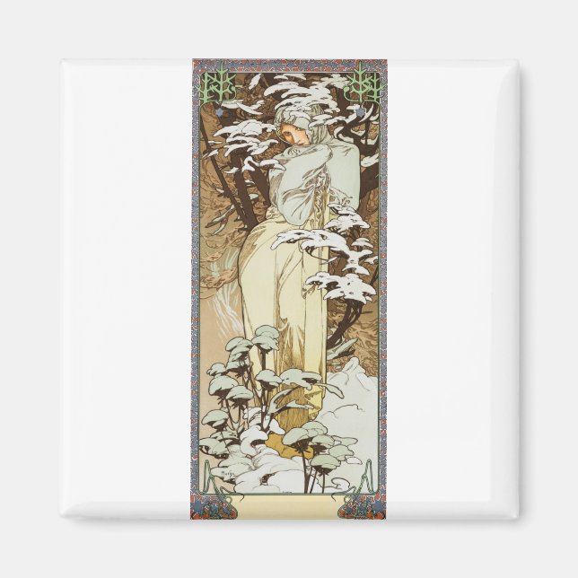 Alphonse Mucha Winter Magnet (Vorne)