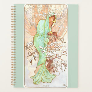 Alphonse Mucha Winter Vintage Jugendstil-Malerei Planer