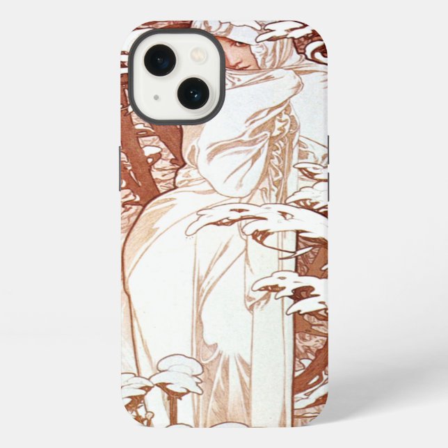 Alphonse Mucha - Winterweiß iPhone Hülle (Rückseite)