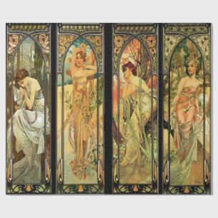 Alphonse Mucha, wunderschöne Ladys, Art Deco Geschenkpapier