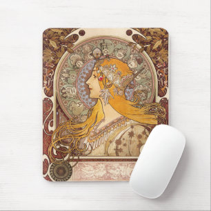 Alphonse Mucha Zodiac Art Nouveau Vintage Dekorati Mousepad