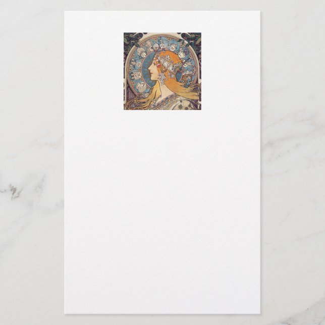 Alphonse Mucha , “Zodiac” Briefpapier (Vorderseite)