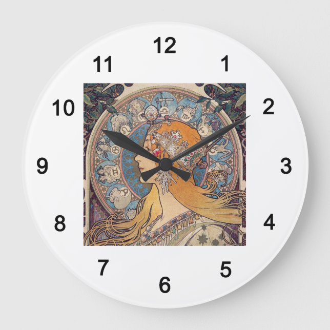 Alphonse Mucha , "Zodiac" Große Wanduhr (Vorderseite)