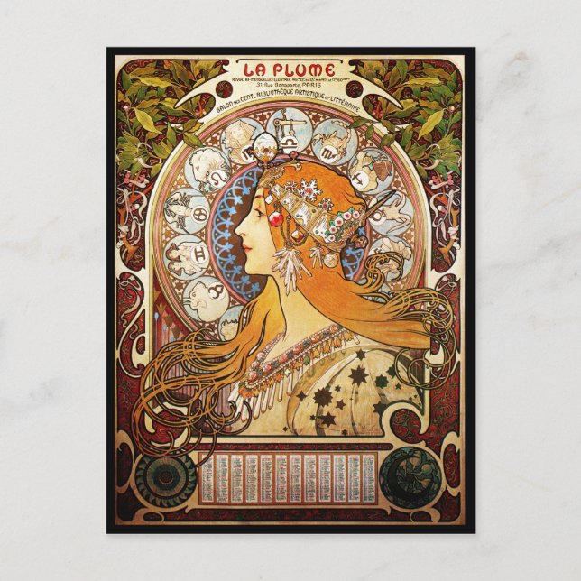 Alphonse Mucha Zodiac Postkarte (Vorderseite)