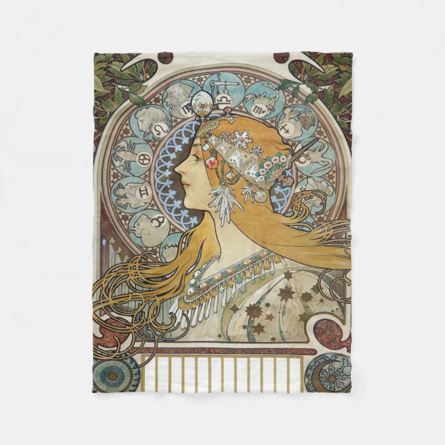 Alphonse Mucha Zodiac Restored Fleecedecke (Vorderseite)