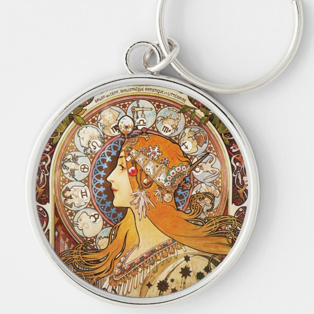 Alphonse Mucha Zodiac Schlüsselanhänger (Vorne)