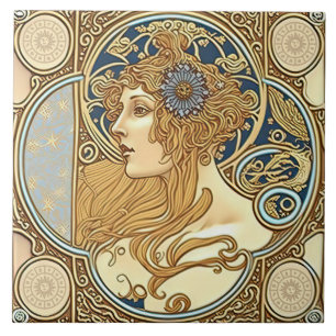 Alphonse Mucha Zodiak-Wanddekoration Art Nouveau K Fliese