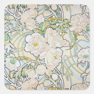 Alphonse-Mucha-Zwerge Quadratischer Aufkleber