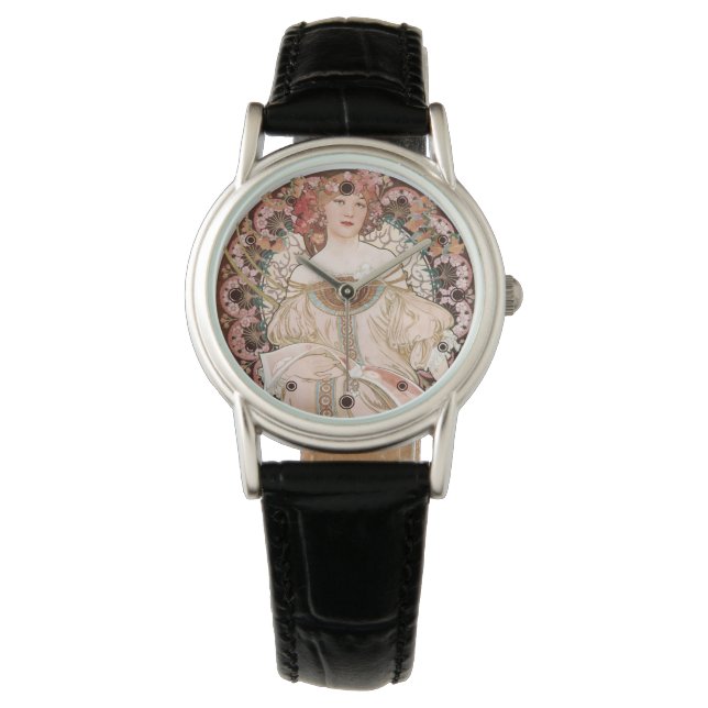 Alphonse Muchas F. Champenois Imprimeur-Editeur Armbanduhr (Vorderseite)