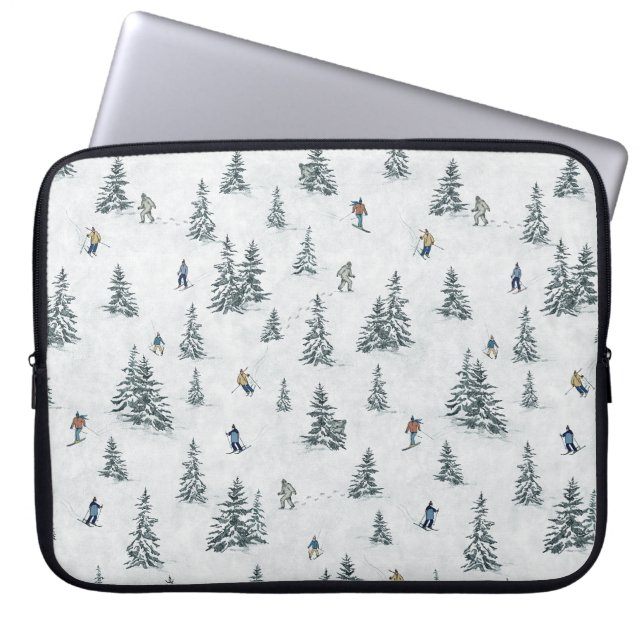 Alpin Ski und Hidden Yetis - Abfahrt Skifahren Laptopschutzhülle (Vorderseite)