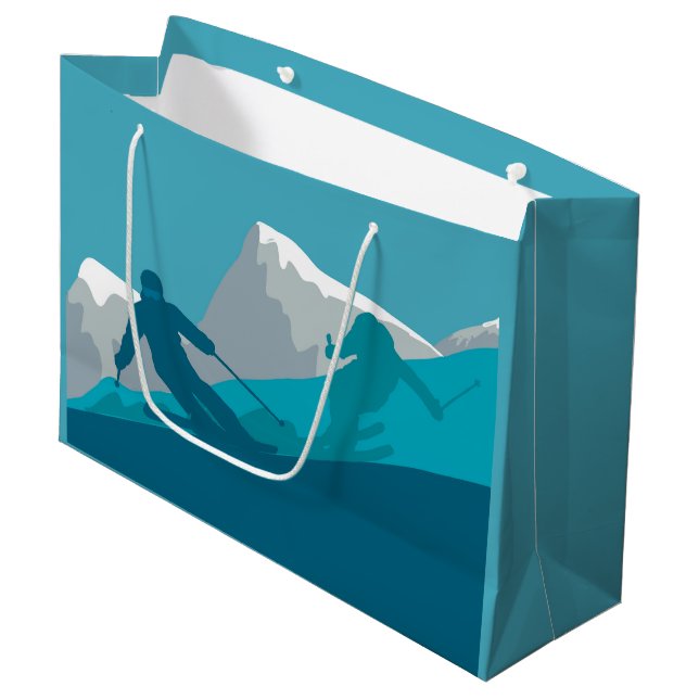 Alpin Skifahren Große Geschenktüte (Vorderseite Schrägansicht)