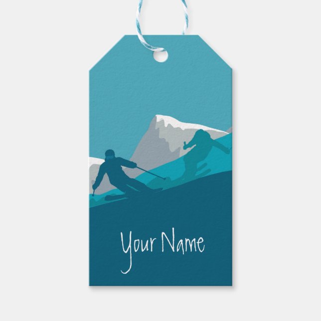 Alpin Skifahren Personalisiert Geschenkanhänger (Vorderseite)