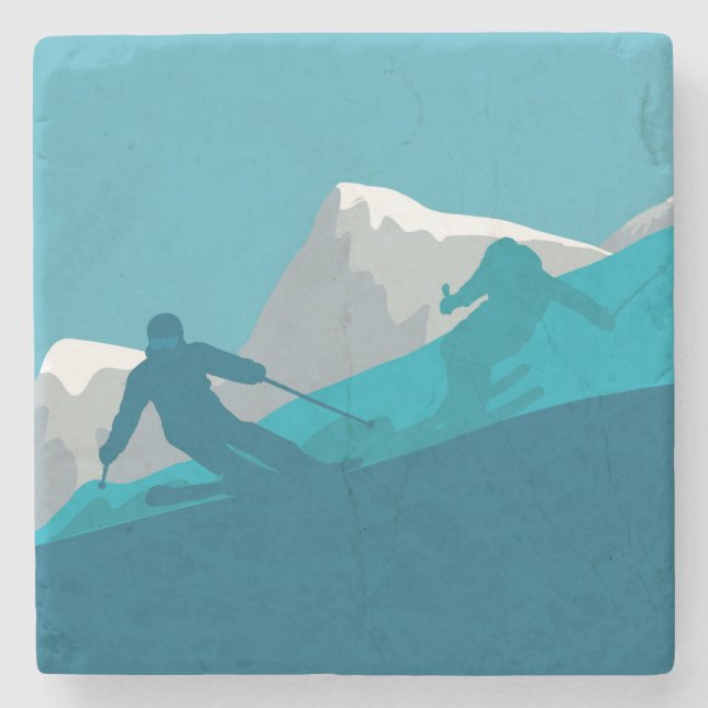 Alpin Skifahren Steinuntersetzer (Vorderseite)