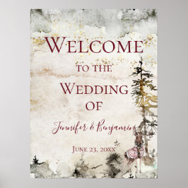 Alpine Bergstation Burgund Begrüßung Hochzeit | Poster