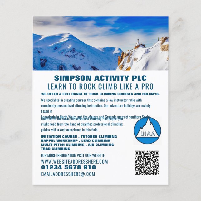 Alpine Bergwelt, Wandern und Klettern Advert Flyer (Vorne)