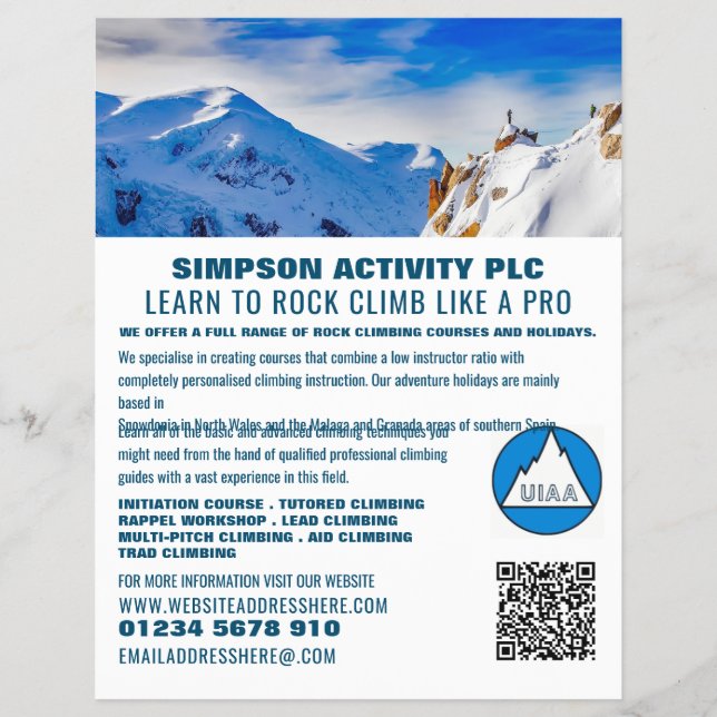 Alpine Bergwelt, Wandern und Klettern Advert Flyer (Vorne)