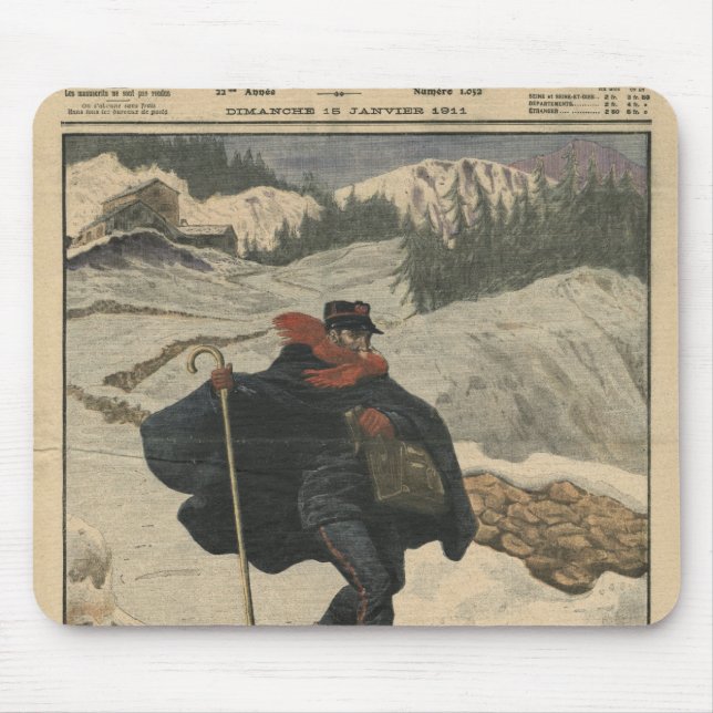 Alpine Briefträger, die Ski verwenden Mousepad (Vorne)