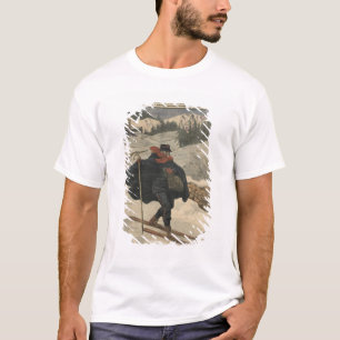 Alpine Briefträger, die Ski verwenden T-Shirt