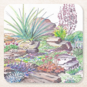 Alpine Garten-Landschaftsgestaltung Rechteckiger Pappuntersetzer