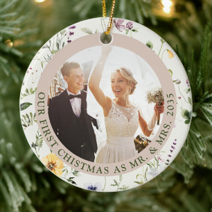 Alpine Light Erstes Weihnachten als Herr und Frau Keramik Ornament