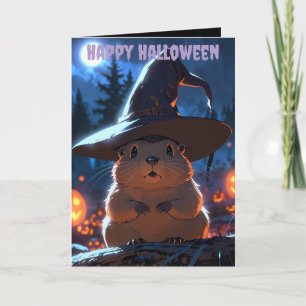 Alpine Marmot trägt Hexen, die halloween sind Karte