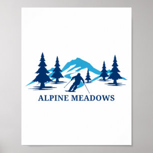 Alpine Meadows Kalifornien Skigebiet Skifahren Ski Poster