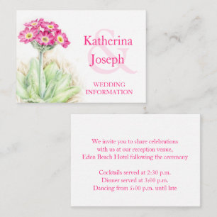 Alpine primrose art mariage info carte boîtier