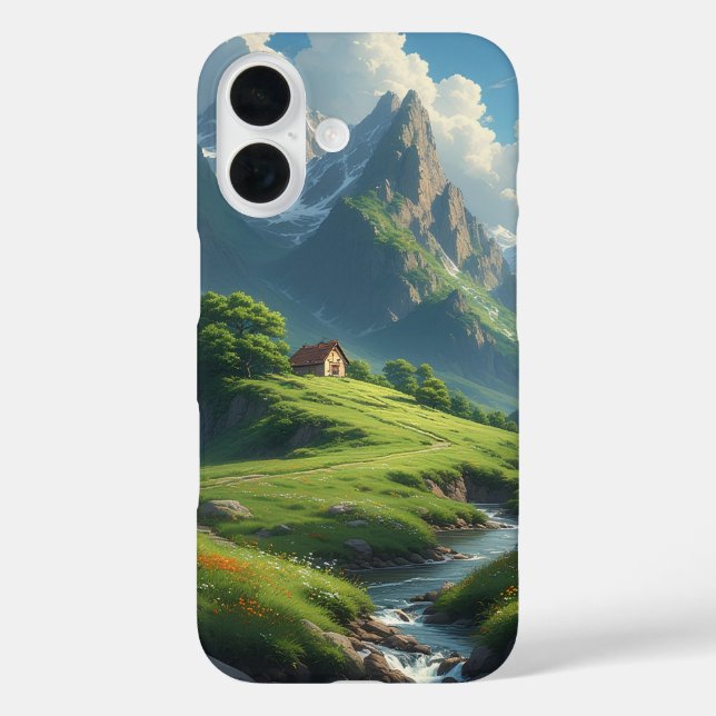 Alpine River Cabin iPhone 16 Hülle (Rückseite)