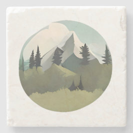 Alpine Serenity: Hills and Snow-Capped Peaks Steinuntersetzer