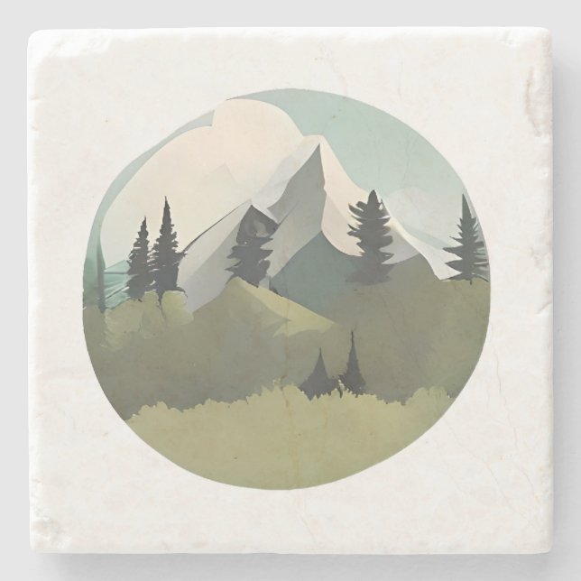 Alpine Serenity: Hills and Snow-Capped Peaks Steinuntersetzer (Vorderseite)