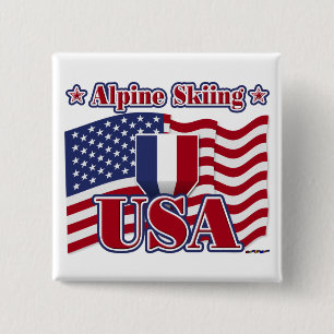 Alpine Ski USA Button