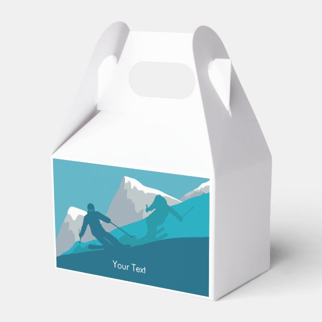 Alpine Skiern auf dem Snowy Mountain Personalisier Geschenkschachtel (Vorderseite)