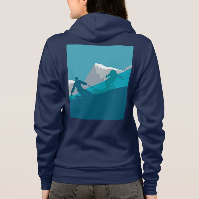 Alpine Skiern Skifahren Navy Blau Hoodie (Rückseite)