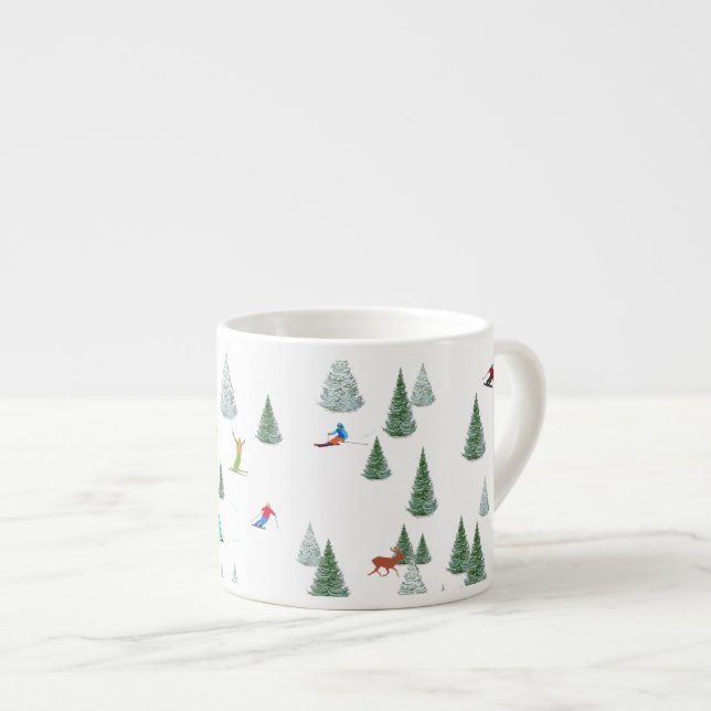 Alpine Skiers Downhill Skiing Illustration  Espressotasse (Vorderseite Rechts)