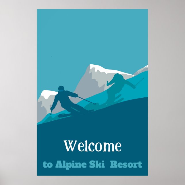 Alpine Skiing Downhill Personalisierter Text hinzu Poster (Vorne)