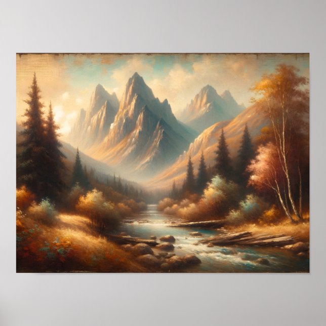 Alpine Stille: Majestic Berglandschaft Poster (Vorne)