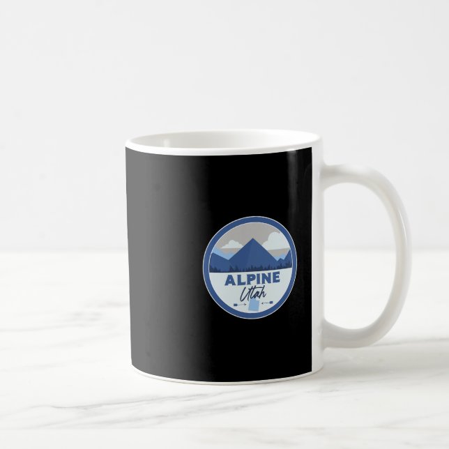 Alpine Utah Ut Mountains Badge Hiking Souvenir  Kaffeetasse (Rechts)