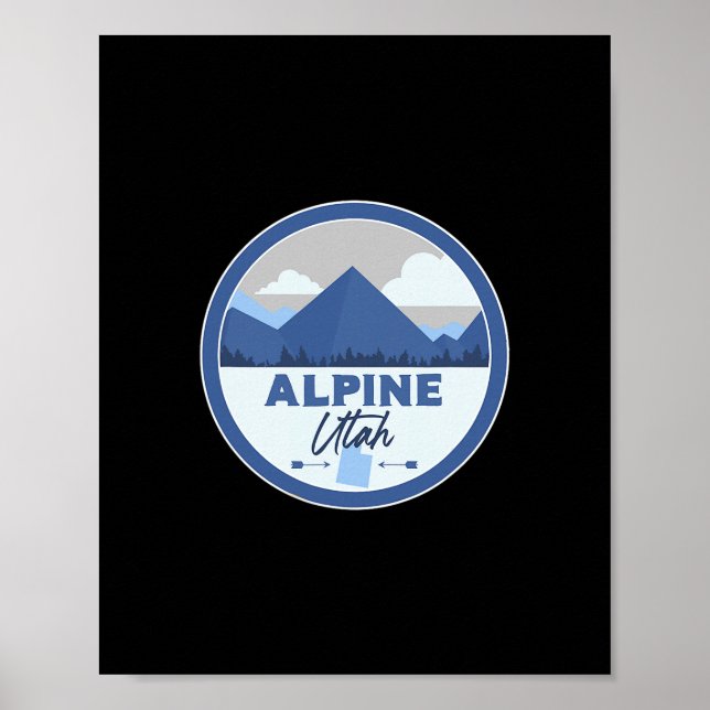 Alpine Utah Ut Mountains Badge Hiking Souvenir  Poster (Vorne)