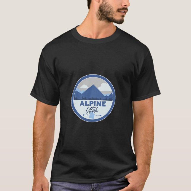 Alpine Utah Ut Mountains Badge Hiking Souvenir  T-Shirt (Vorderseite)