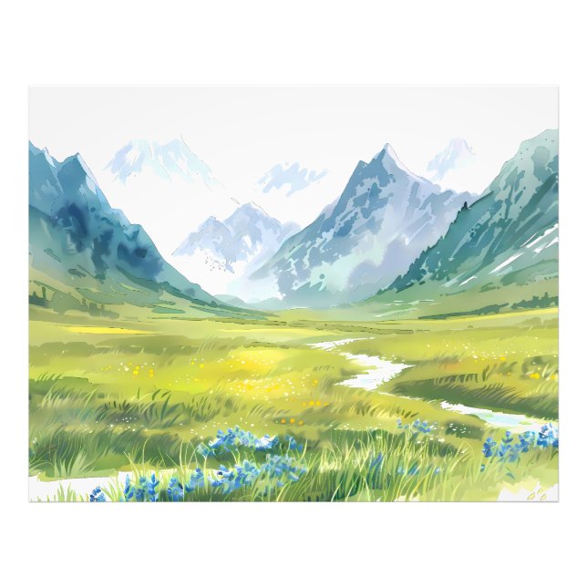 Alpine Whisper - Wiese unter den Gipfeln Fotodruck (Vorne)