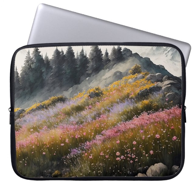 Alpine Wiesen Kunst Laptopschutzhülle (Vorderseite)