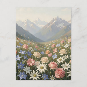 Alpine-Wildblumenwiese Berglandschaftsszene Postkarte