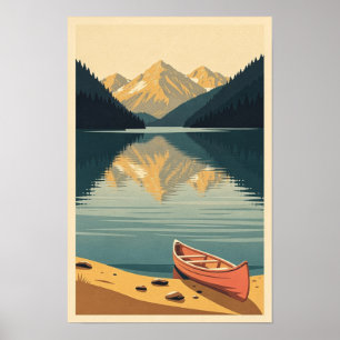 Alpiner See und Korakan-Retro-Reiseplakat Poster