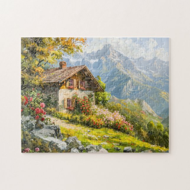 Alpines Bauernhaus mit Talblick (Horizontal)